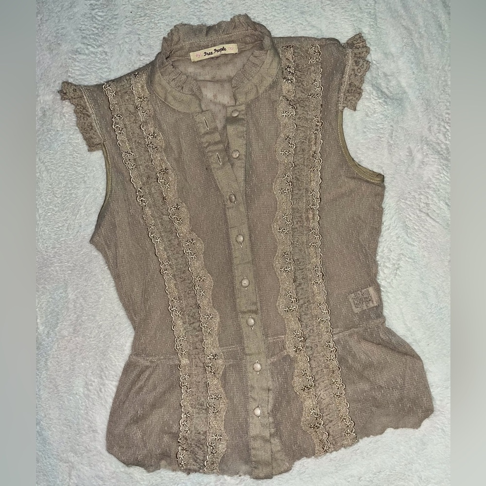 Free People lace button down shirt